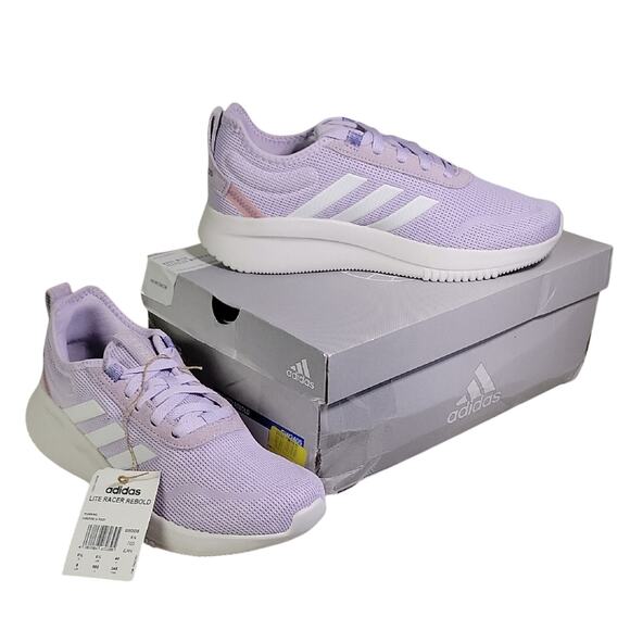 Adidas Lite Racer Rebold Purple Running Shoe Sneakers Womens 8 NEW - Picture 1 of 13